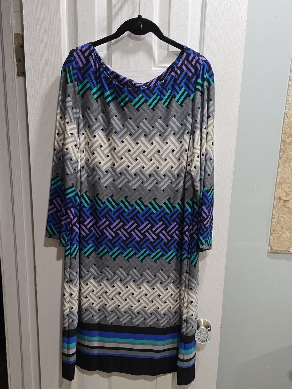 Jessica Howard Patterned Dress in Gray and Blue Size XL